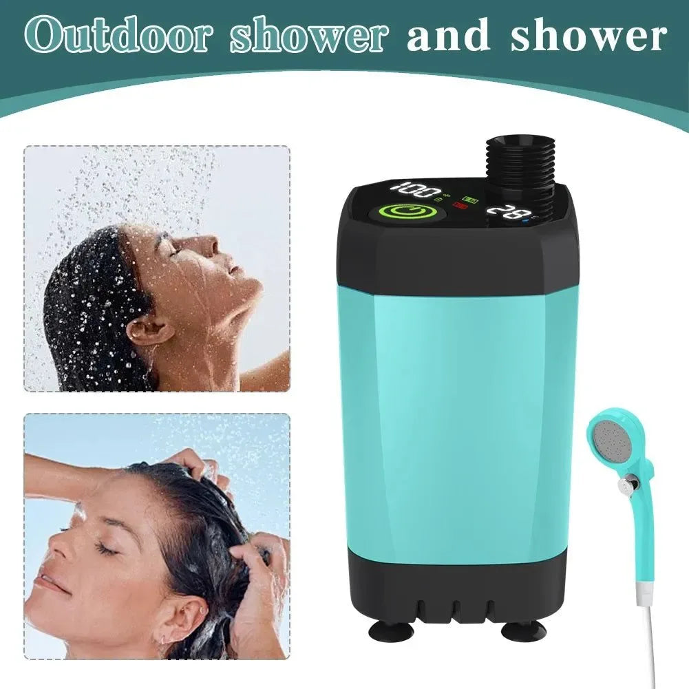Portable Shower with Digital Display - 6000mAh Rechargeable Battery Powered Camping Shower for Hiking, Traveling, and Outdoor Adventures - Trekker Essentials