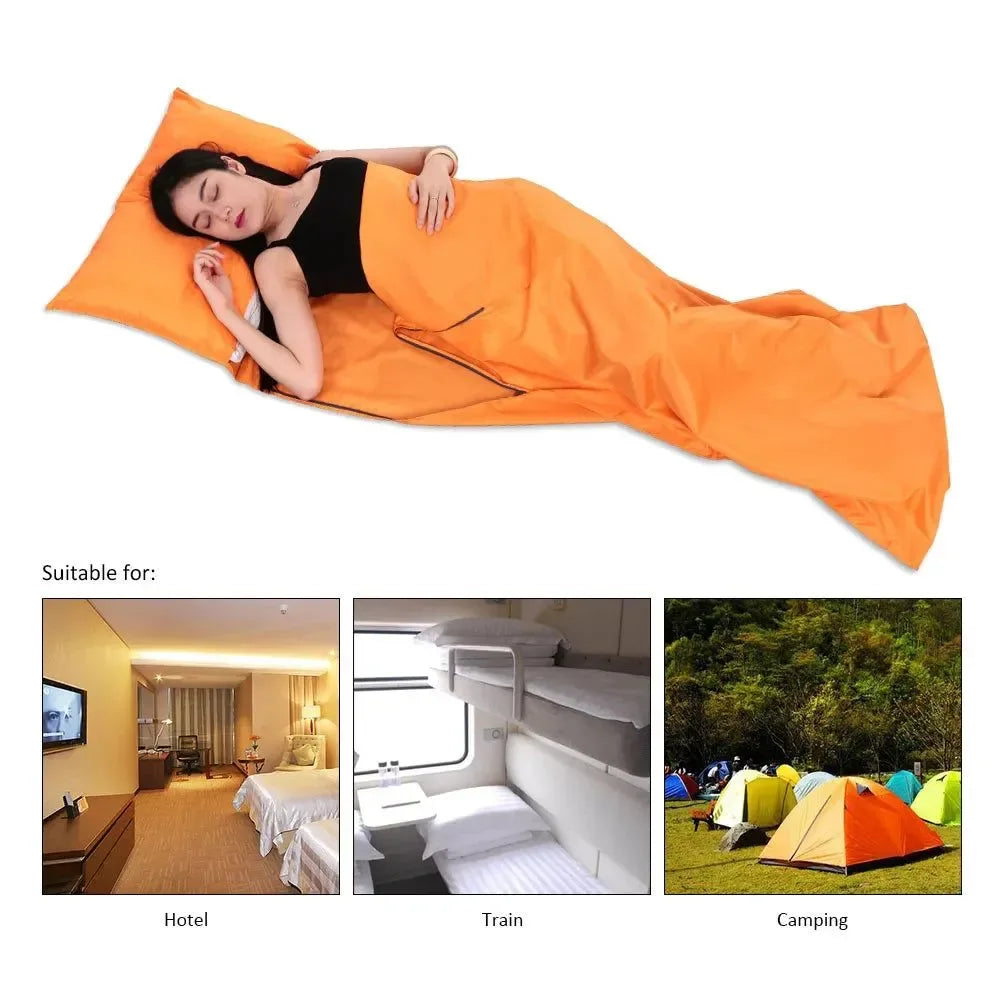 Portable Sleeping Bag Liner with Pillowcase - 70x210CM, Polyester Pongee, for Camping, Hiking, and Travel - Trekker Essentials