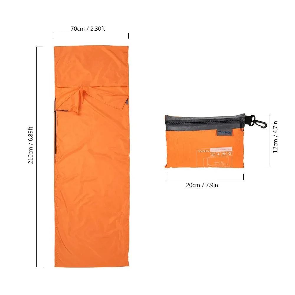 Portable Sleeping Bag Liner with Pillowcase - 70x210CM, Polyester Pongee, for Camping, Hiking, and Travel - Trekker Essentials