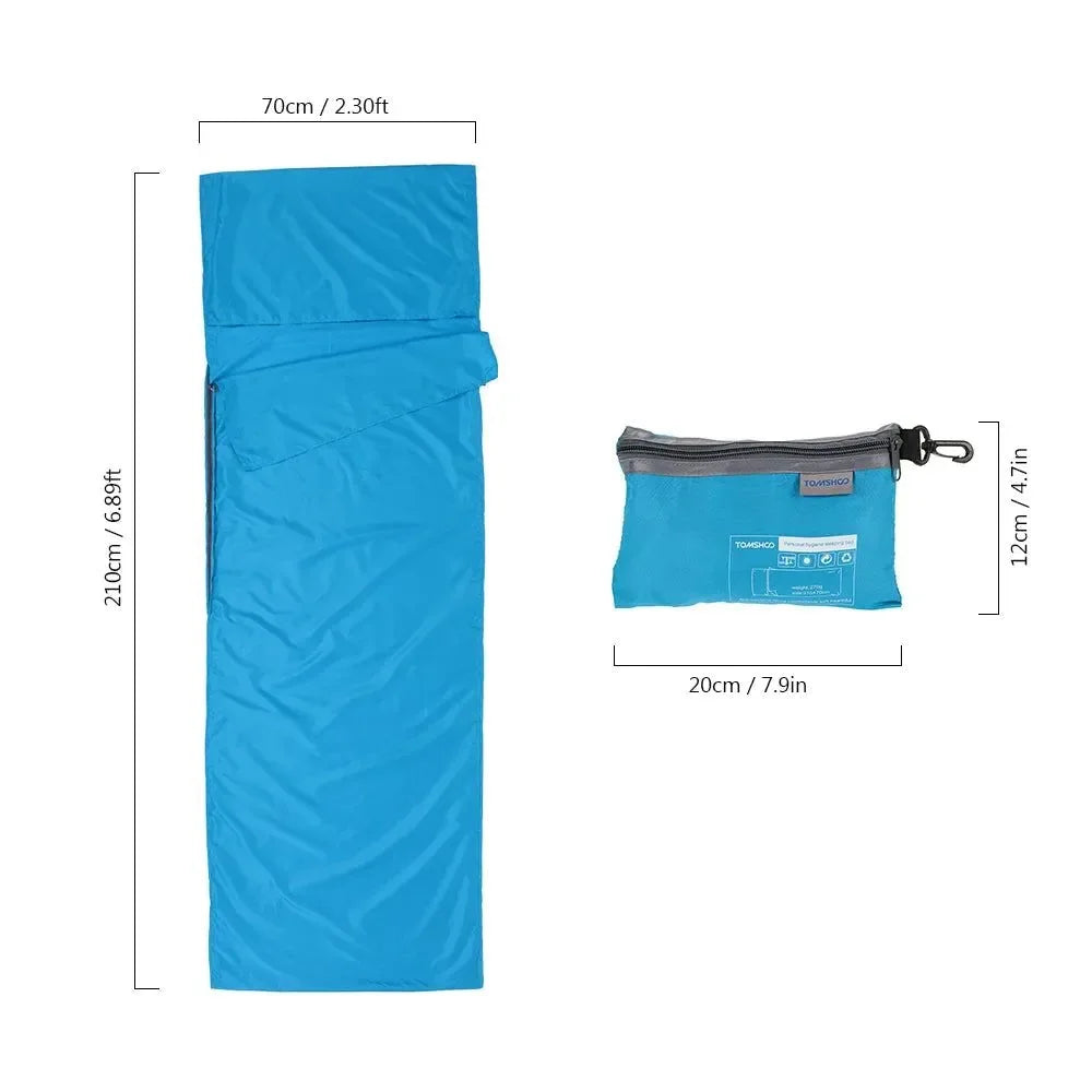 Portable Sleeping Bag Liner with Pillowcase - 70x210CM, Polyester Pongee, for Camping, Hiking, and Travel - Trekker Essentials