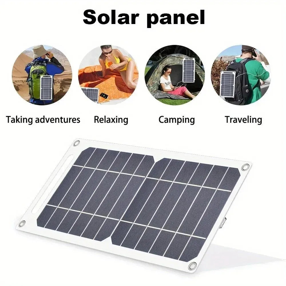 Portable Solar Panel USB Charger – Foldable 12V Mobile Power Bank Kit for iPhone, Android & Outdoor Camping - Trekker Essentials