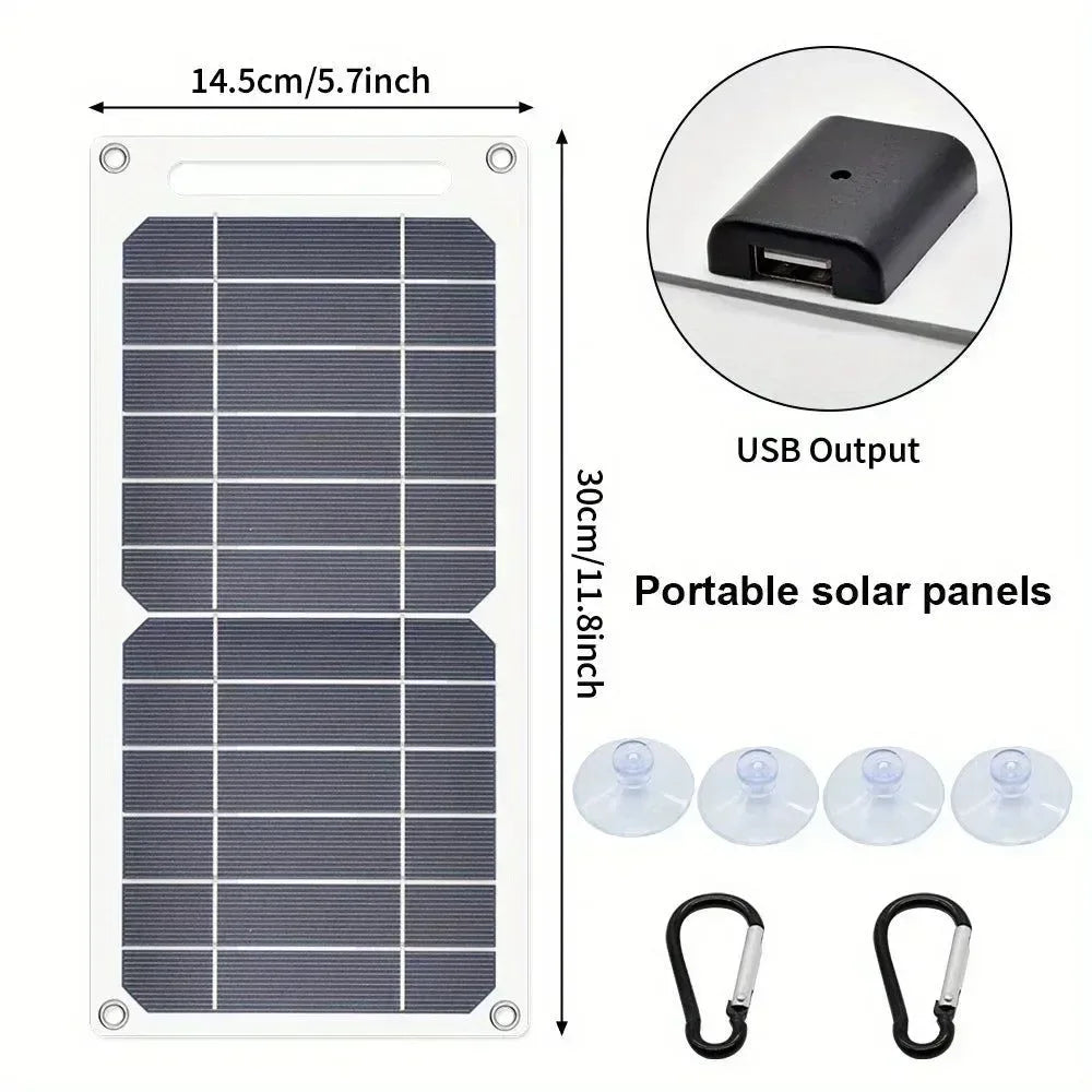 Portable Solar Panel USB Charger – Foldable 12V Mobile Power Bank Kit for iPhone, Android & Outdoor Camping - Trekker Essentials