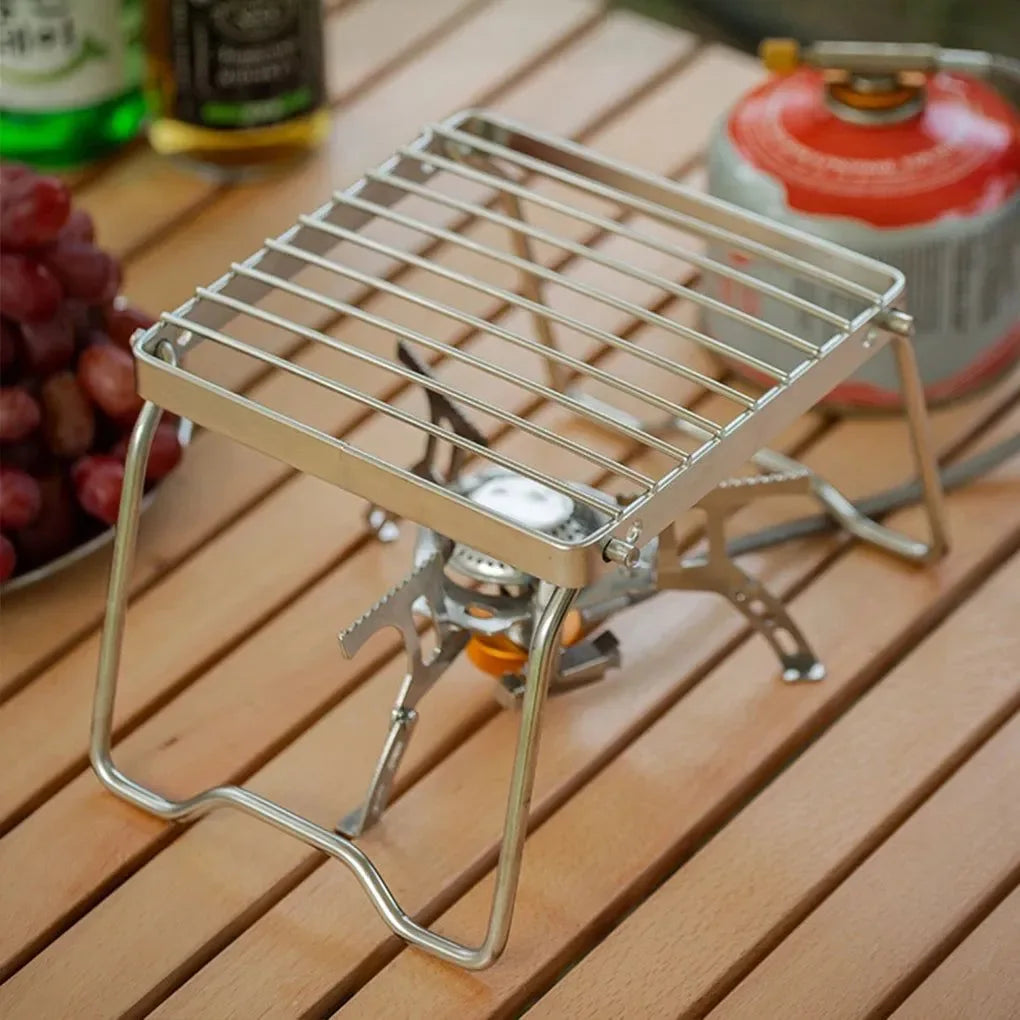 Portable Stainless Steel Camping Grill & Stove Stand - Multifunctional Folding BBQ Grate - Trekker Essentials