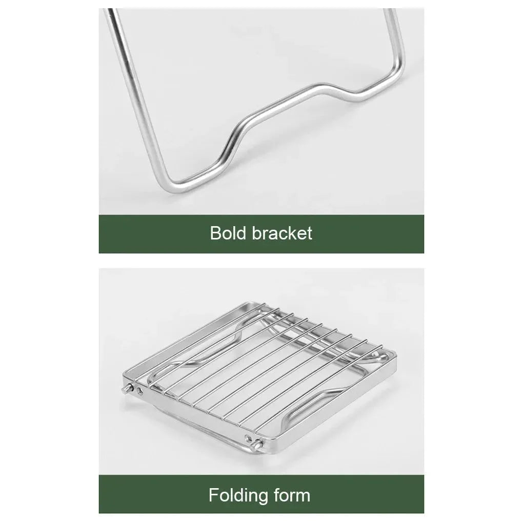 Portable Stainless Steel Camping Grill & Stove Stand - Multifunctional Folding BBQ Grate - Trekker Essentials