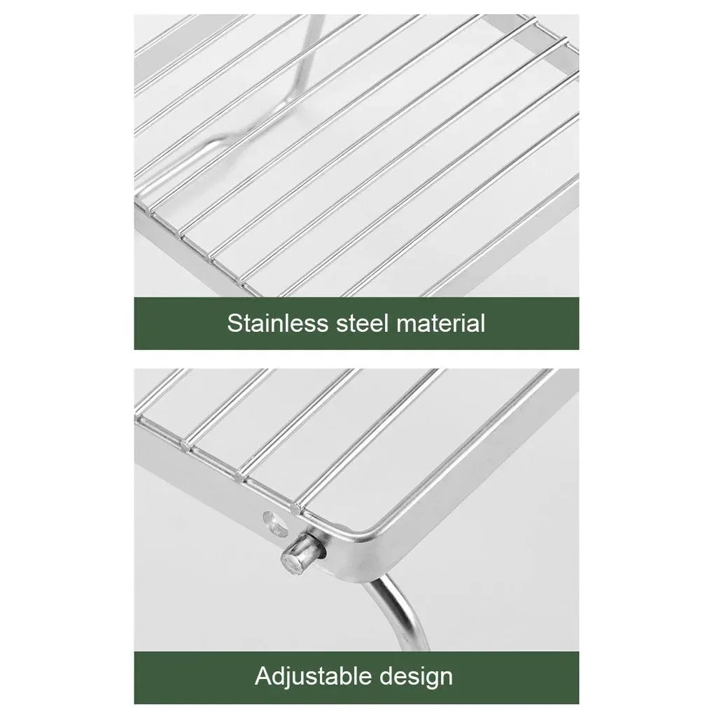 Portable Stainless Steel Camping Grill & Stove Stand - Multifunctional Folding BBQ Grate - Trekker Essentials