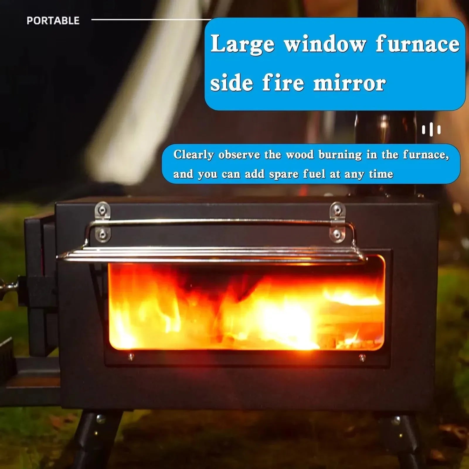 Portable Stainless Steel Tent Stove: Wood Burning Stove with Chimney Pipe for Camp Heating & Cooking - Trekker Essentials