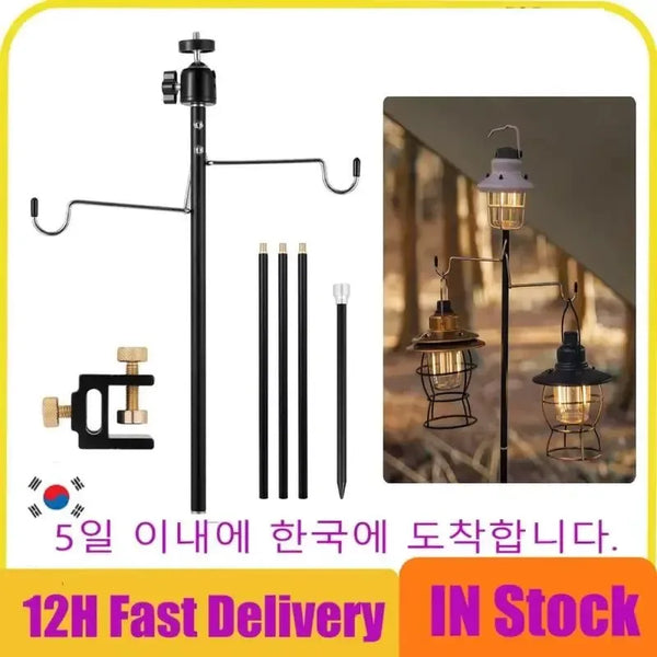 Portable Telescoping Camping Lantern Stand with Aluminum Alloy Pole - Trekker Essentials