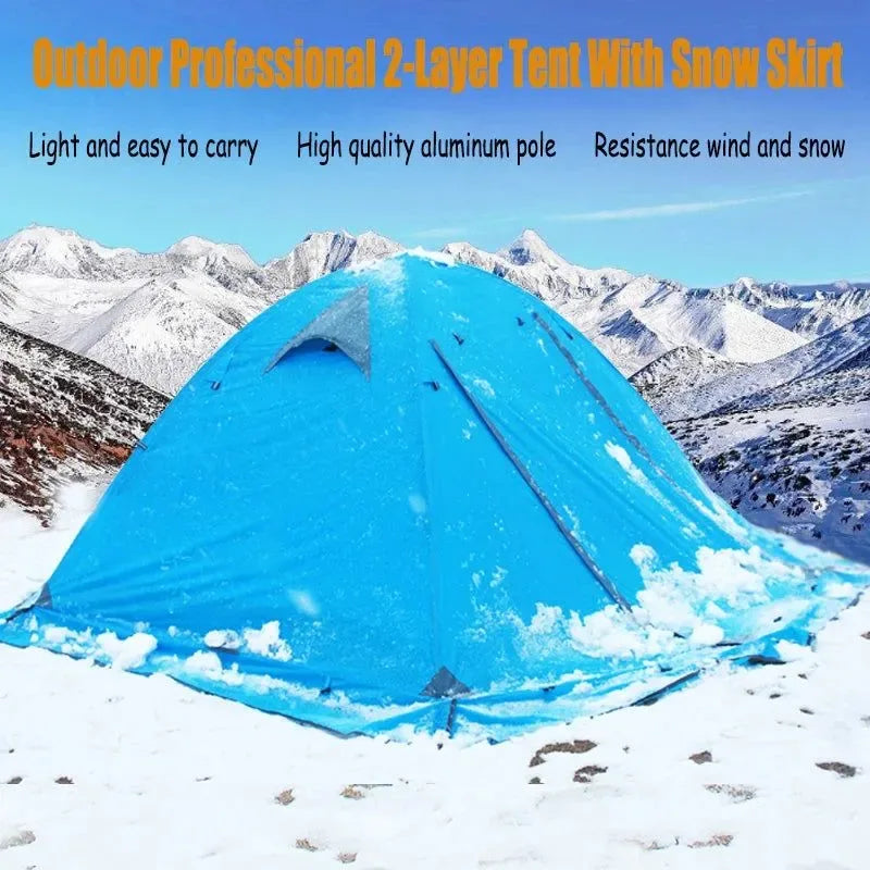 Portable Ultralight Camping Tent: 2-4 Person, Double Layers, 4-Season Shelter with Snow Skirt - Trekker Essentials
