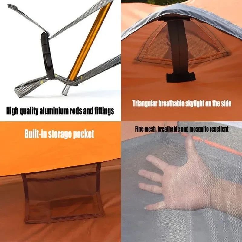 Portable Ultralight Camping Tent: 2-4 Person, Double Layers, 4-Season Shelter with Snow Skirt - Trekker Essentials