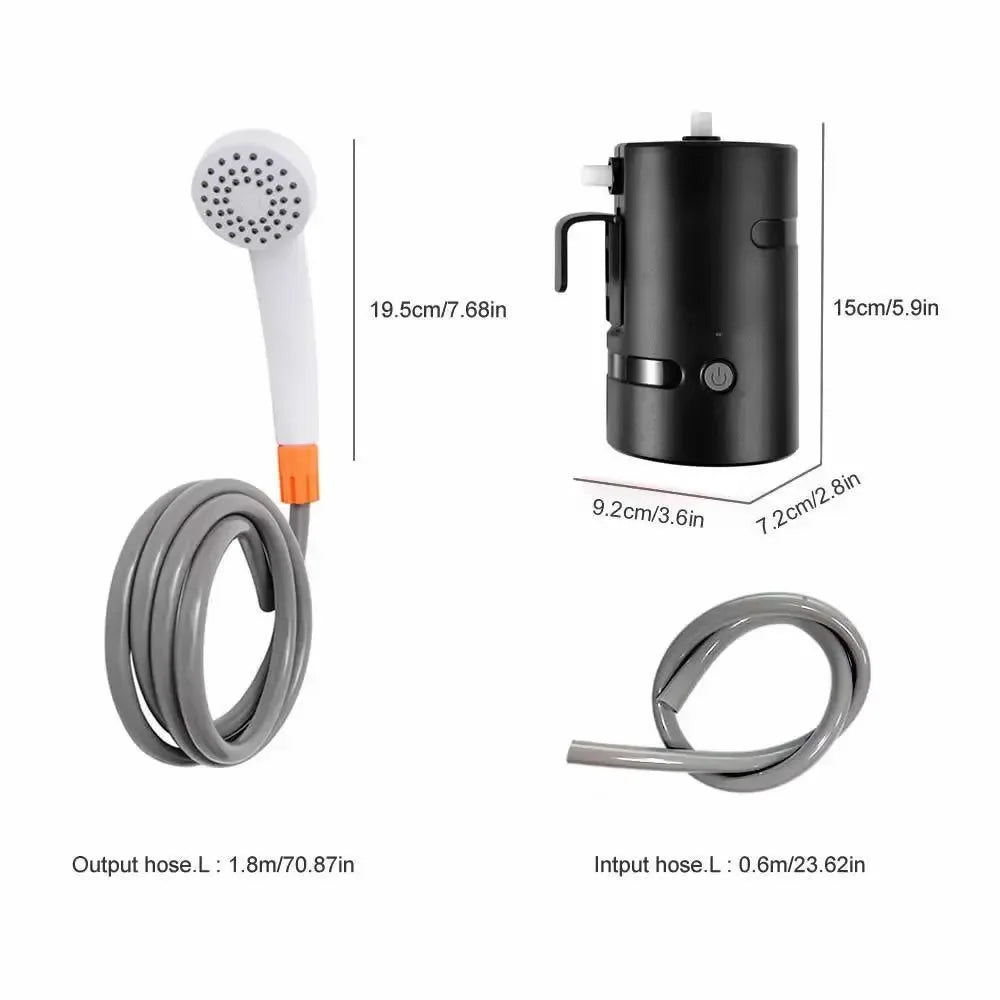 Portable USB Rechargeable Electric Camping Shower Pump - Outdoor Shower for Camping, Car Washing, Gardening, Pet Cleaning, Beach - Trekker Essentials