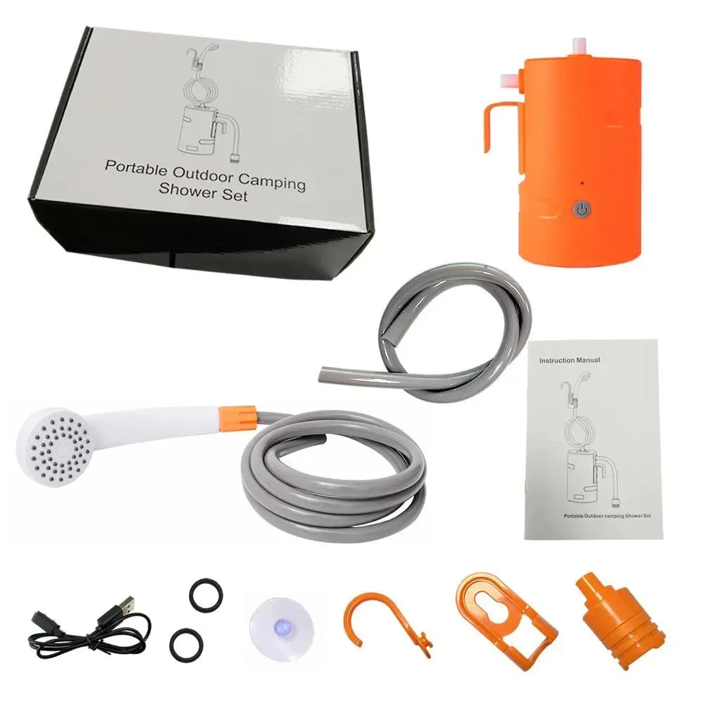 Portable USB Rechargeable Electric Camping Shower Pump - Outdoor Shower for Camping, Car Washing, Gardening, Pet Cleaning, Beach - Trekker Essentials