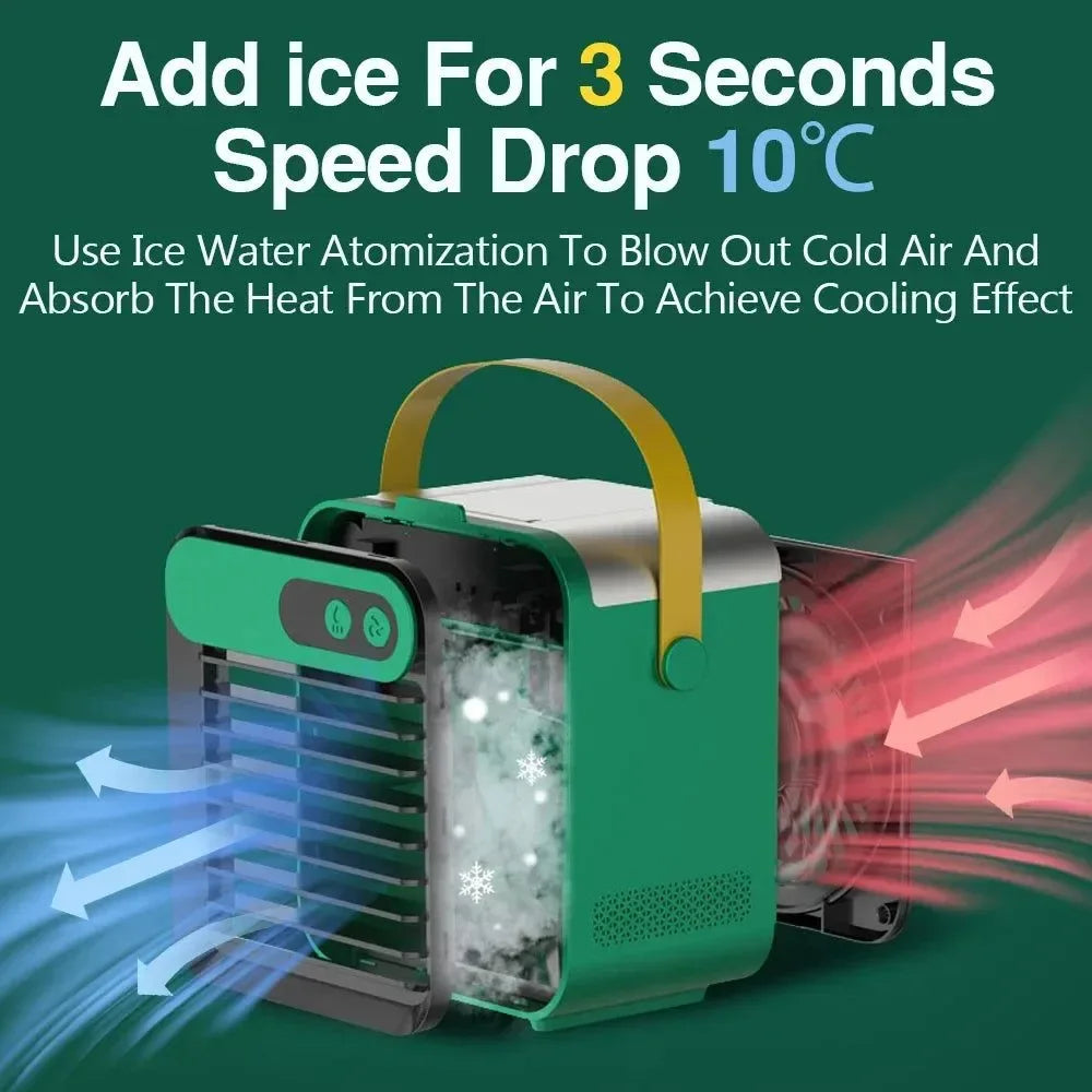Portable USB Rechargeable Mini Air Cooler Fan with Phone Holder and Mirror - Trekker Essentials