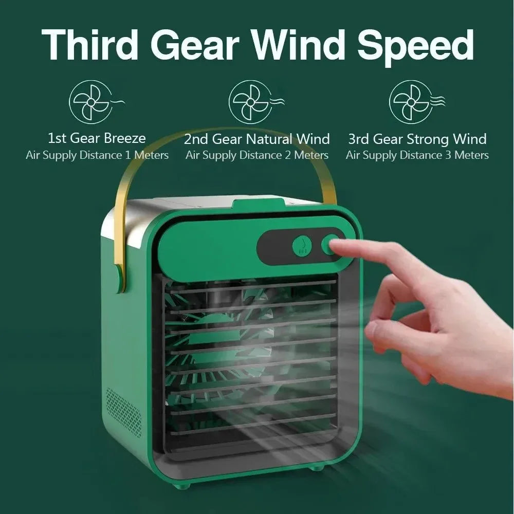 Portable USB Rechargeable Mini Air Cooler Fan with Phone Holder and Mirror - Trekker Essentials
