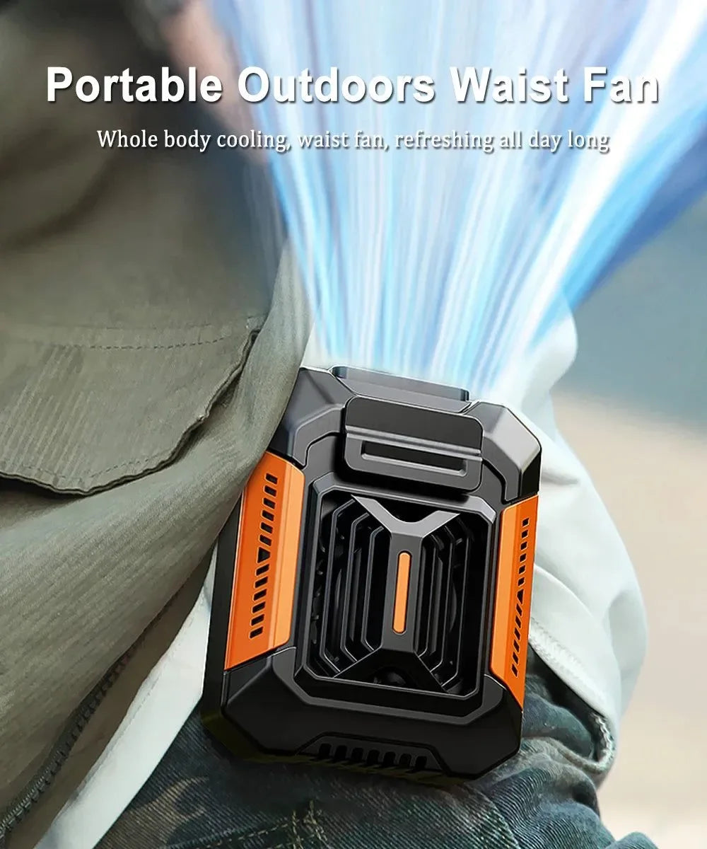 Portable Waist Clip Fan | USB Rechargeable Hanging Fan for Outdoor, Camping, Running, Sports - Trekker Essentials