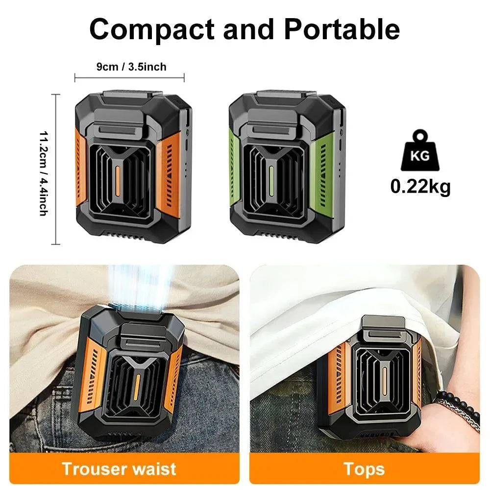 Portable Waist Clip Fan | USB Rechargeable Hanging Fan for Outdoor, Camping, Running, Sports - Trekker Essentials