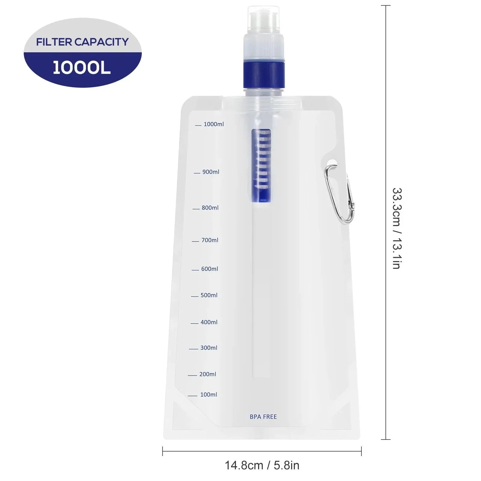 Portable Water Filter Straw with Gravity Water Bag - Ideal for Camping, Hiking, Backpacking, and Emergency Use - Trekker Essentials