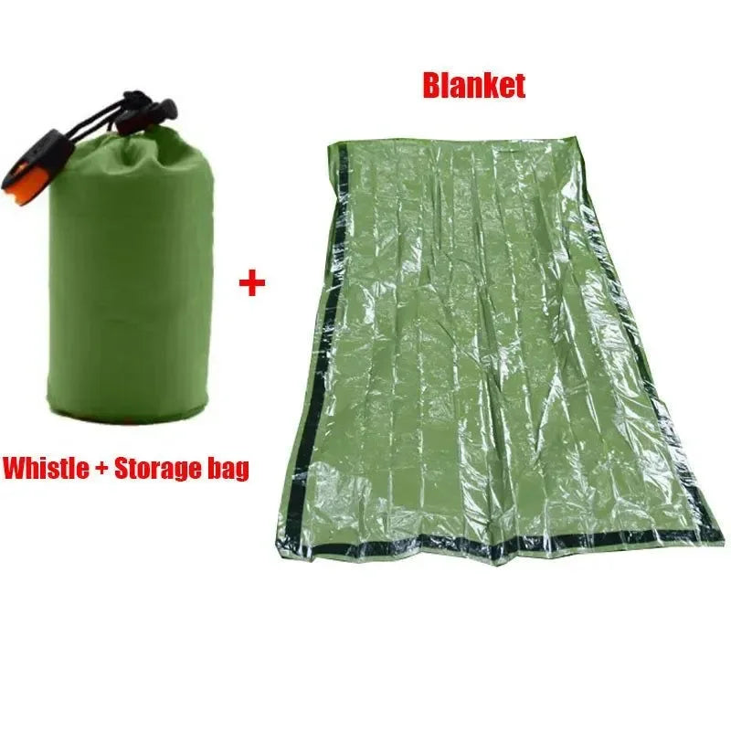 Portable Waterproof Emergency Survival Sleeping Bag - Thermal Sack, First Aid Rescue Kit, Mylar Blanket for Outdoor EDC Camping - Trekker Essentials