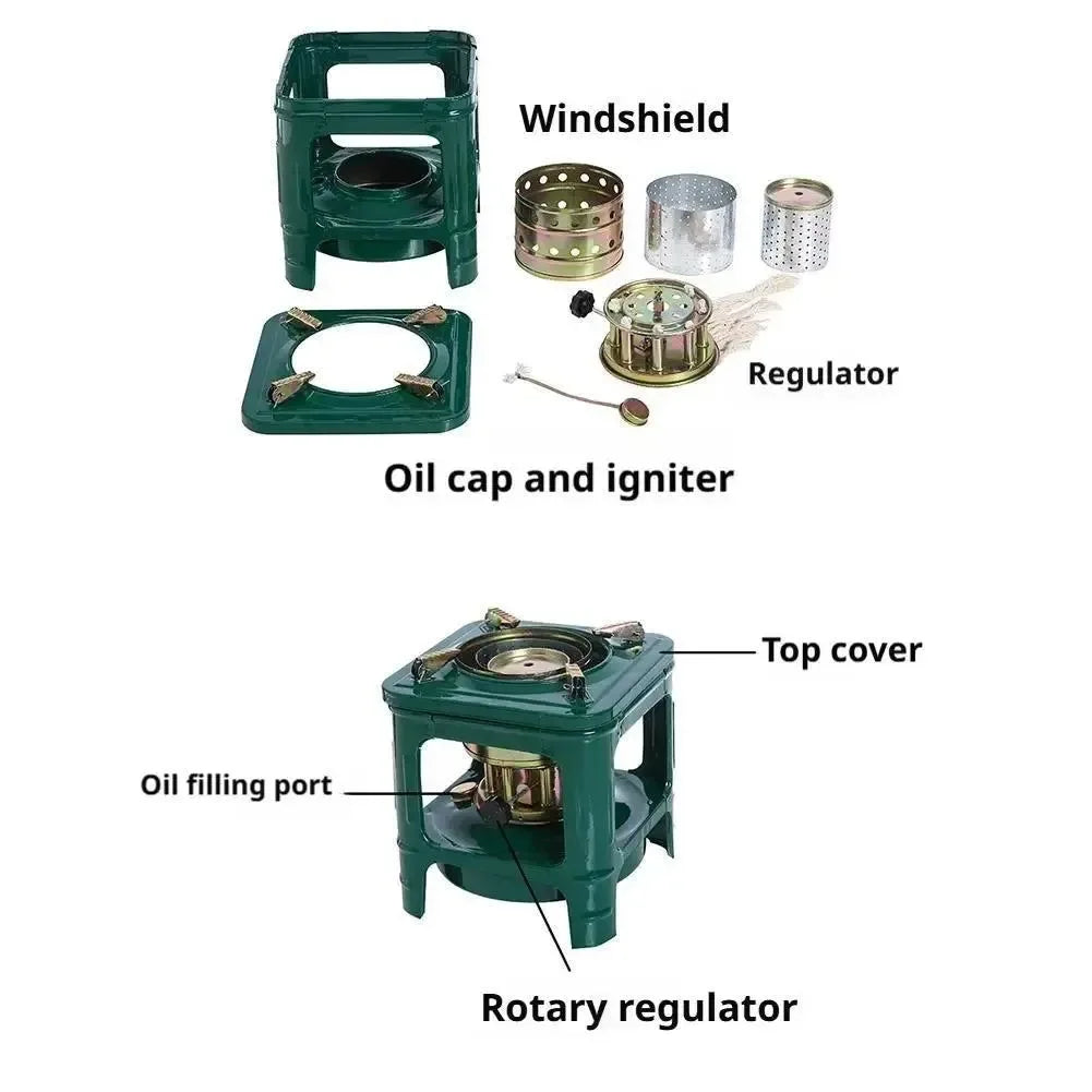 Portable Windproof Kerosene Stove | Multi-Fuel Camping Burner for Fast Cooking, Heating & Survival - Trekker Essentials