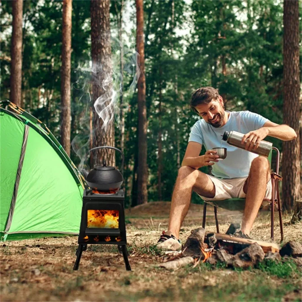 Portable Wood Burning Camp Stove - Windproof Outdoor Heater & Cooker for Camping - Trekker Essentials