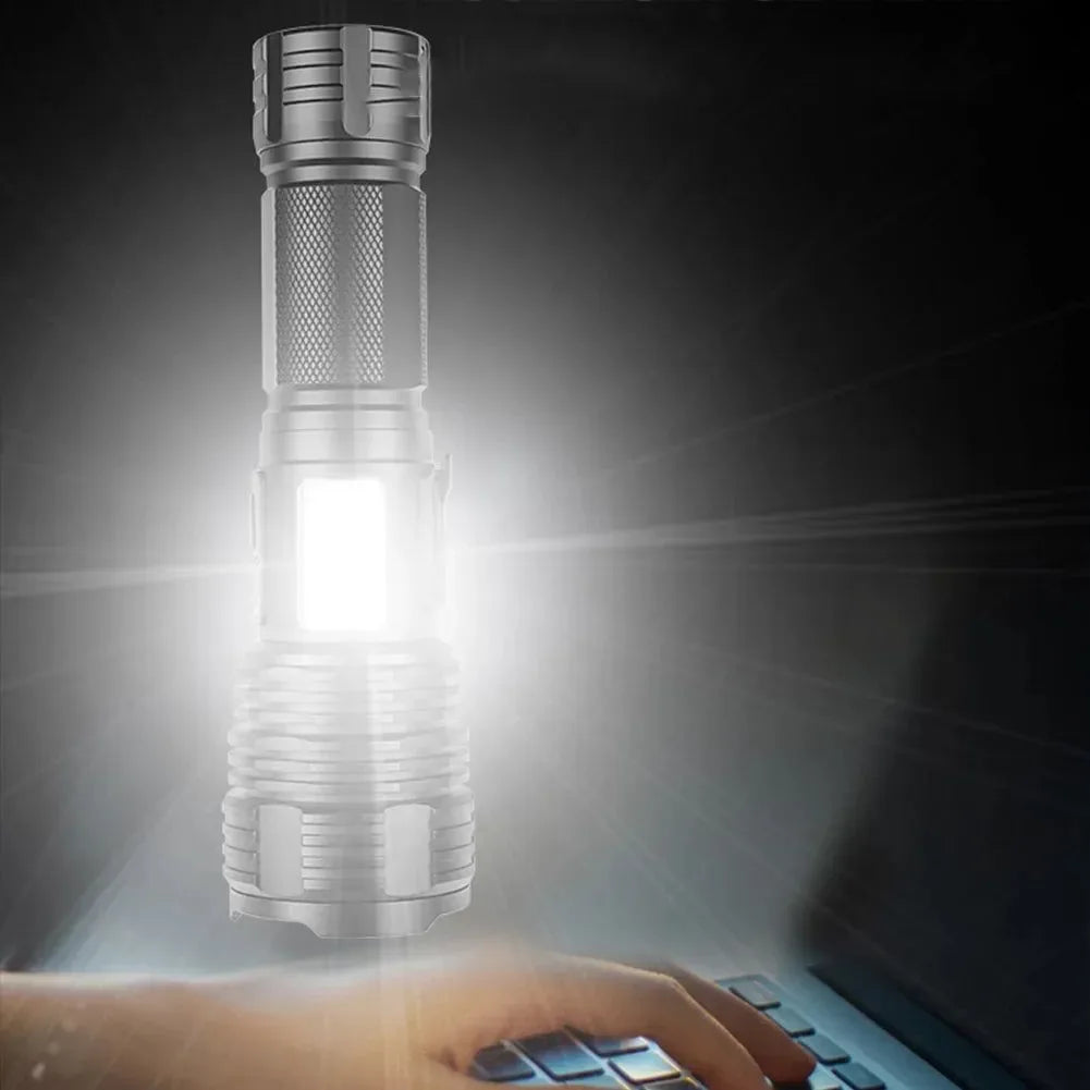 Powerful Zoomable LED Flashlight with Side Light, 5 Gears, IPX4 Waterproof - Trekker Essentials