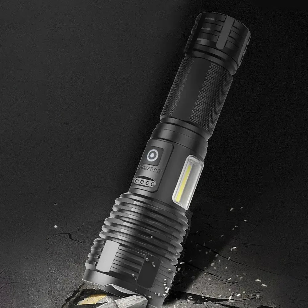 Powerful Zoomable LED Flashlight with Side Light, 5 Gears, IPX4 Waterproof - Trekker Essentials