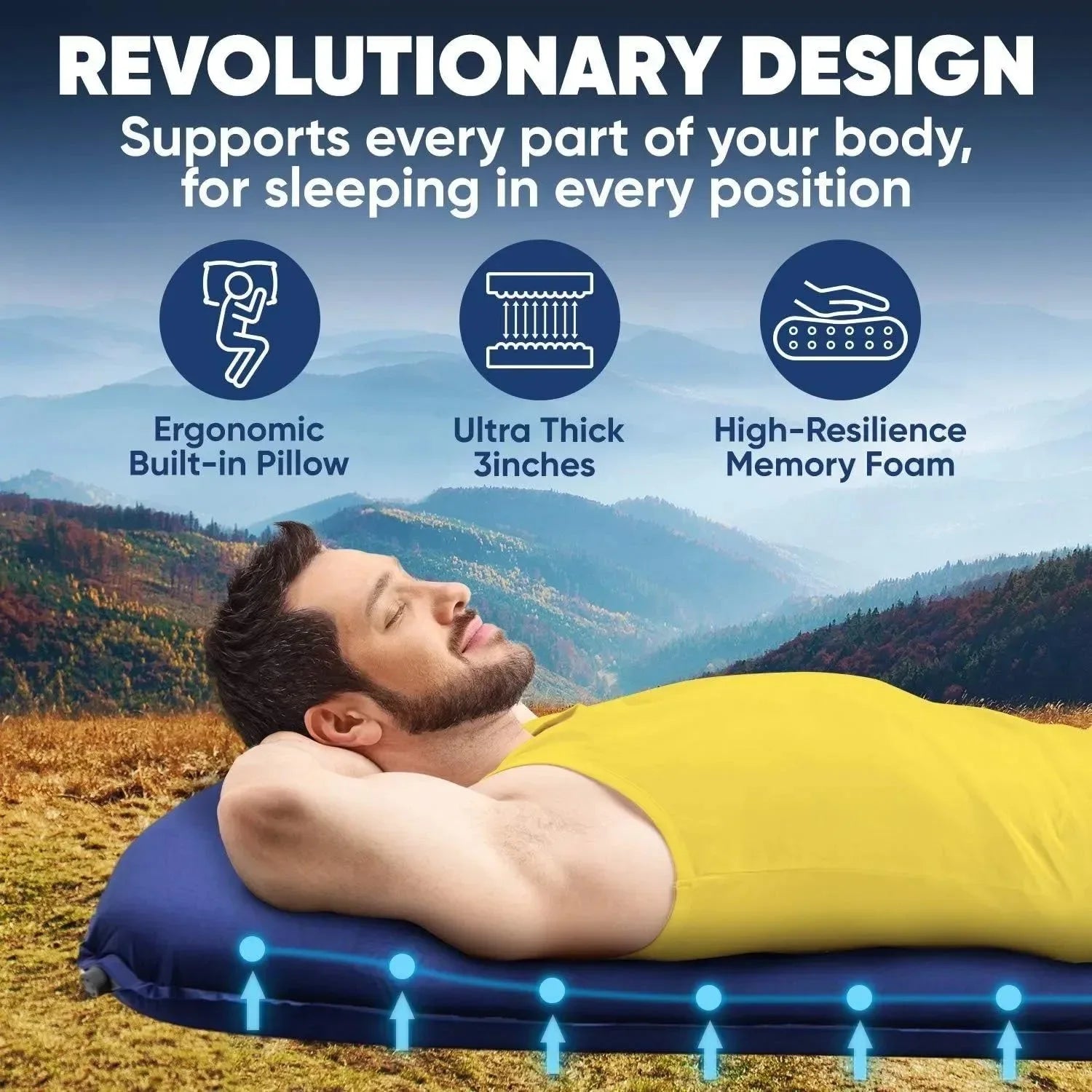 Powerlix Self-Inflating Sleeping Mat – 3-Inch Insulated Foam Pad for Camping and Backpacking - Trekker Essentials