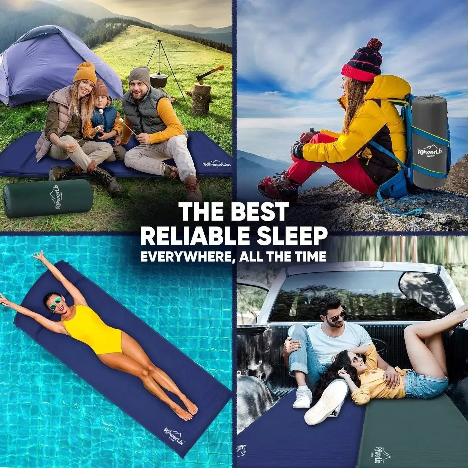 Powerlix Self-Inflating Sleeping Mat – 3-Inch Insulated Foam Pad for Camping and Backpacking - Trekker Essentials