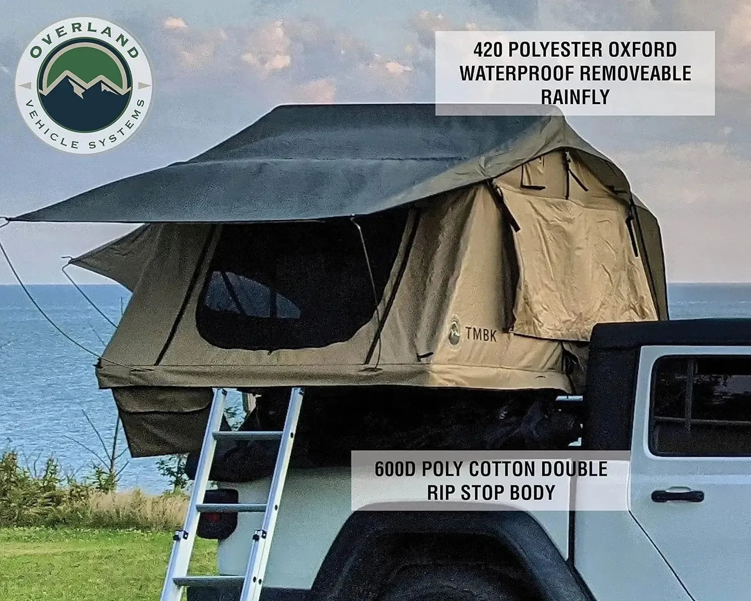 Premium 4-Season Roof Top Tent – Waterproof, Aluminum Frame, Includes Foam Mattress & Ladder - Trekker Essentials