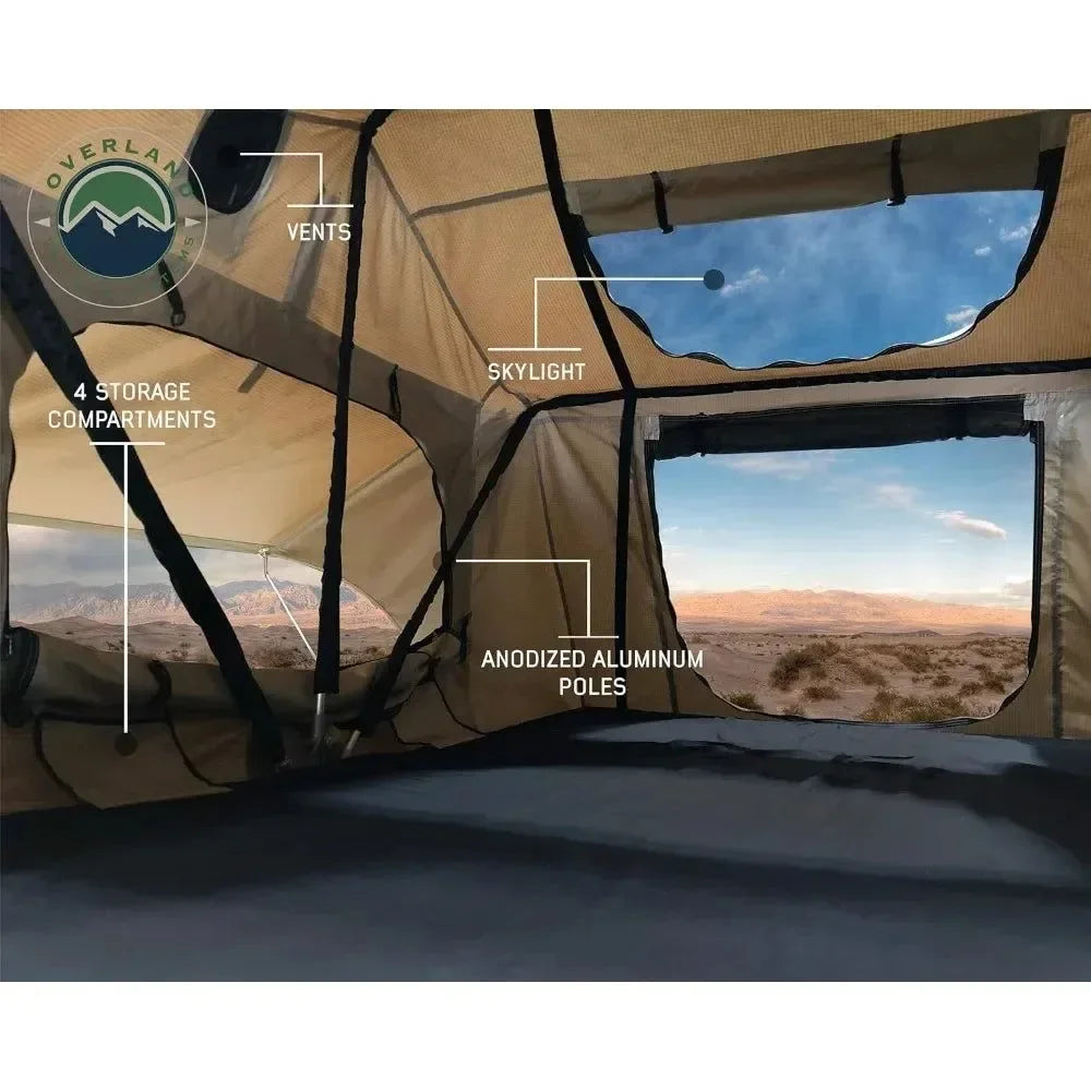 Premium 4-Season Roof Top Tent – Waterproof, Aluminum Frame, Includes Foam Mattress & Ladder - Trekker Essentials