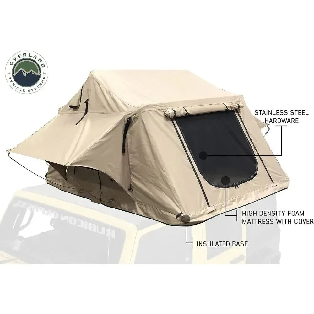 Premium 4-Season Roof Top Tent – Waterproof, Aluminum Frame, Includes Foam Mattress & Ladder - Trekker Essentials
