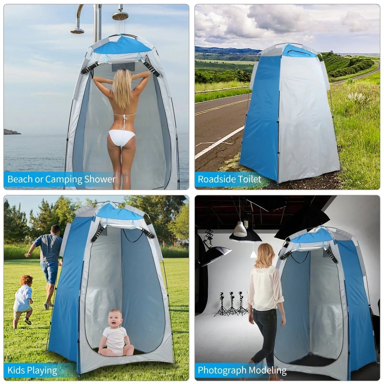 Privacy Shelter Tent - Portable Outdoor Camping Beach Shower, Toilet, and Changing Tent with Window - Trekker Essentials