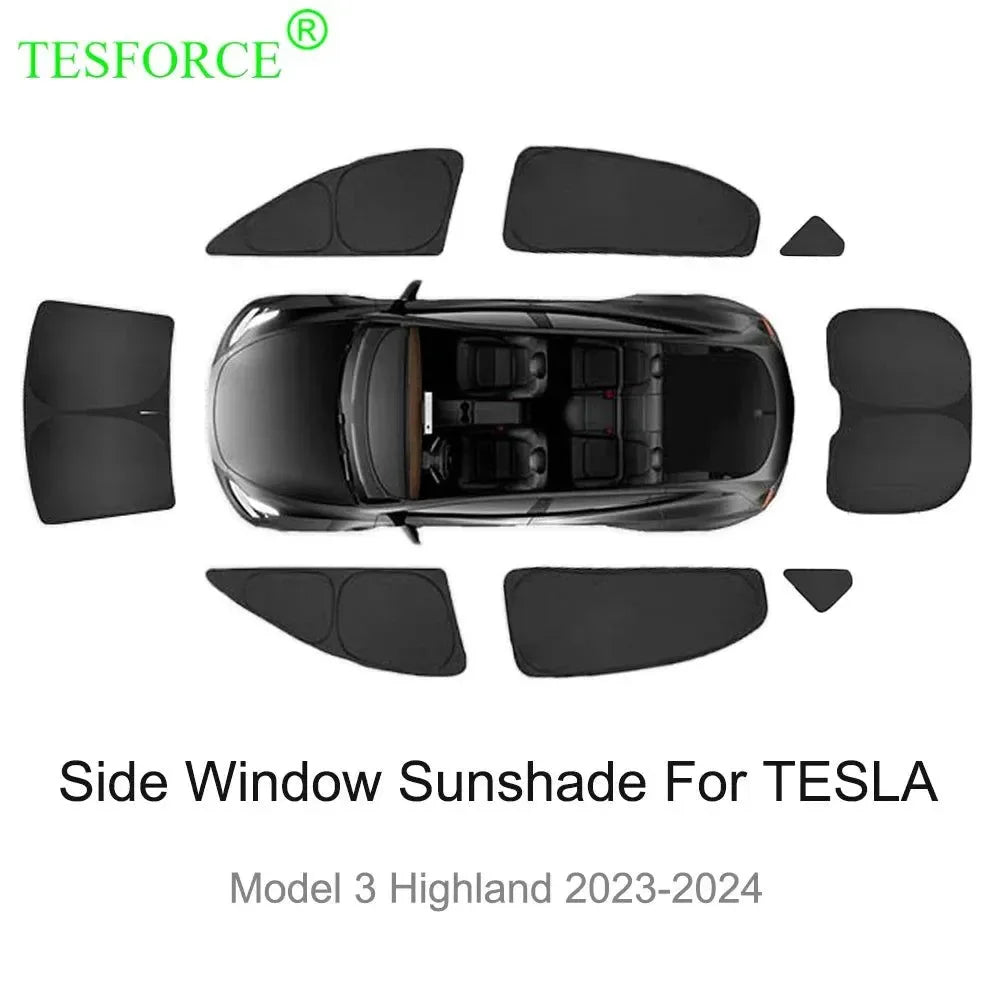 Privacy Sun Shade for Tesla Model 3 Highland – Custom-Fit Side Window & Sunroof Sunshade - Trekker Essentials