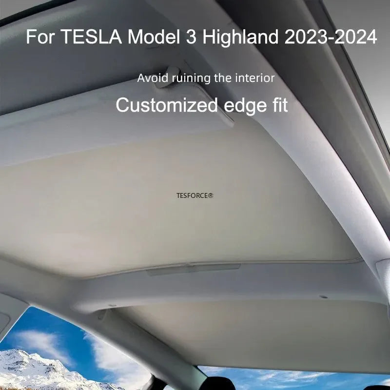 Privacy Sun Shade for Tesla Model 3 Highland – Custom-Fit Side Window & Sunroof Sunshade - Trekker Essentials