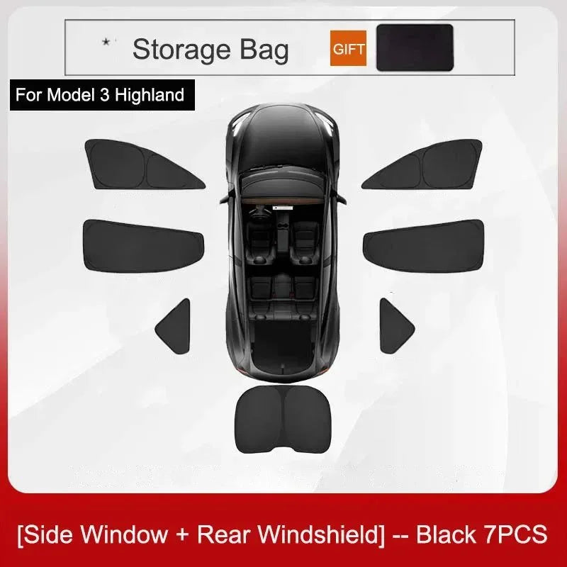 Privacy Sun Shade for Tesla Model 3 Highland – Custom-Fit Side Window & Sunroof Sunshade - Trekker Essentials