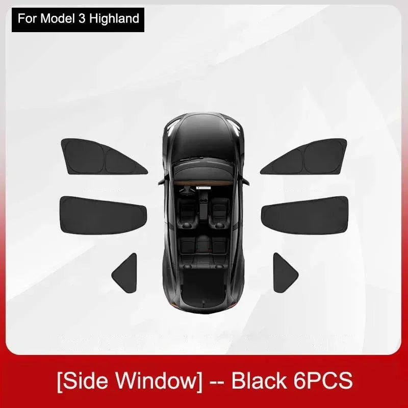 Privacy Sun Shade for Tesla Model 3 Highland – Custom-Fit Side Window & Sunroof Sunshade - Trekker Essentials