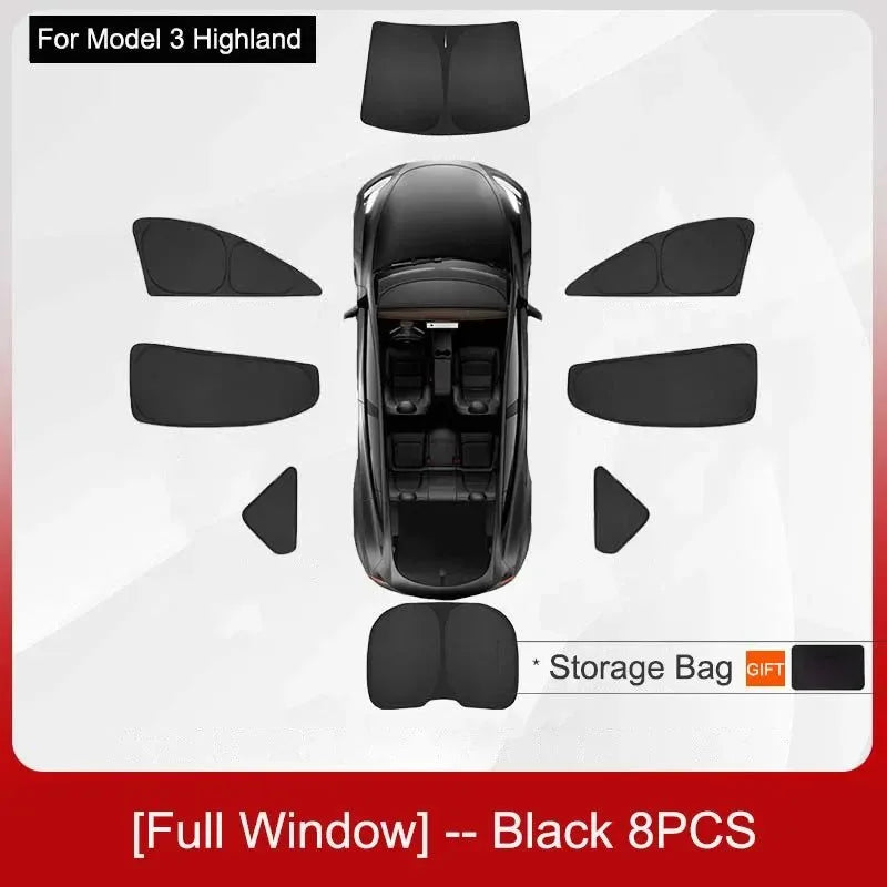 Privacy Sun Shade for Tesla Model 3 Highland – Custom-Fit Side Window & Sunroof Sunshade - Trekker Essentials
