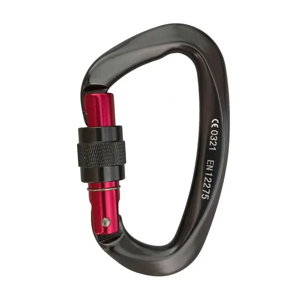 Professional 25KN D-Shaped Climbing Carabiner: Essential Safety Lock for Outdoor Mountaineering - Trekker Essentials