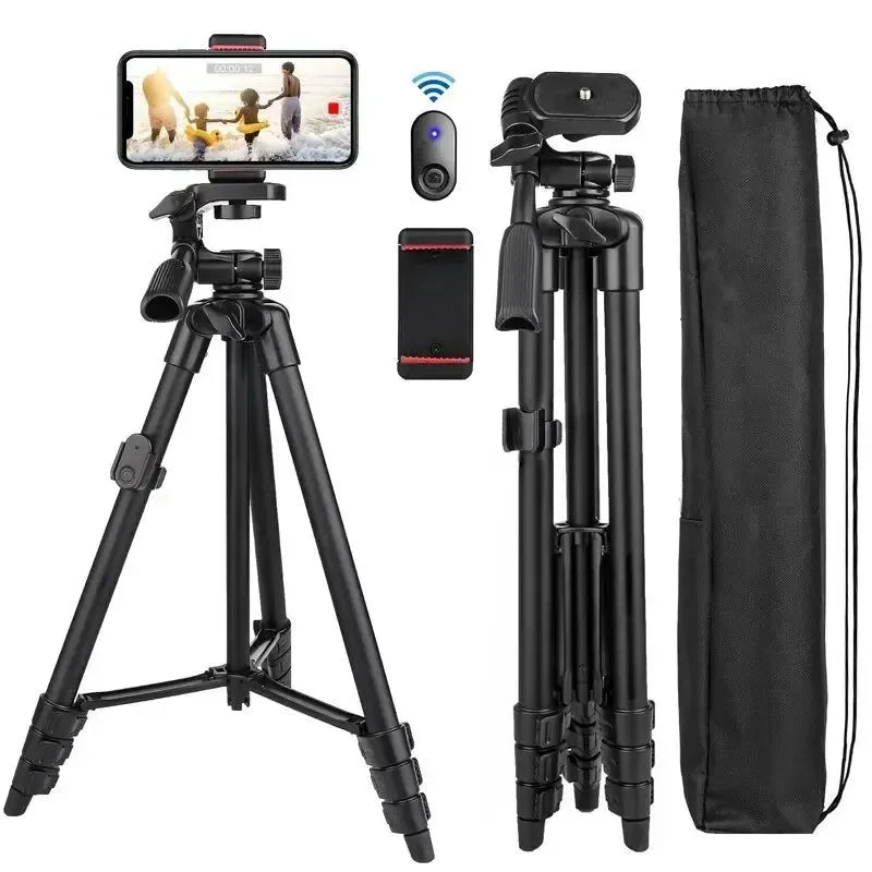 Professional Aluminum Tripod Stand with Bluetooth Remote - 140cm Extendable for Smartphones, DSLR & GoPro (iPhone/Xiaomi/Huawei Compatible) - Trekker Essentials