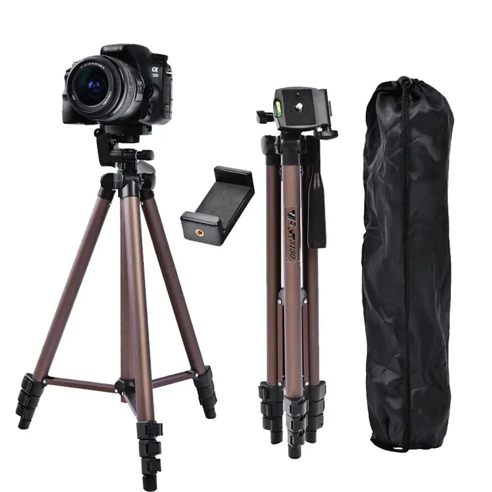 Professional Aluminum Tripod WT3130 - 126cm Camera Stand with Phone Holder for DSLR/Smartphone/Mirrorless (2.5kg Load, 540g Weight) - Trekker Essentials