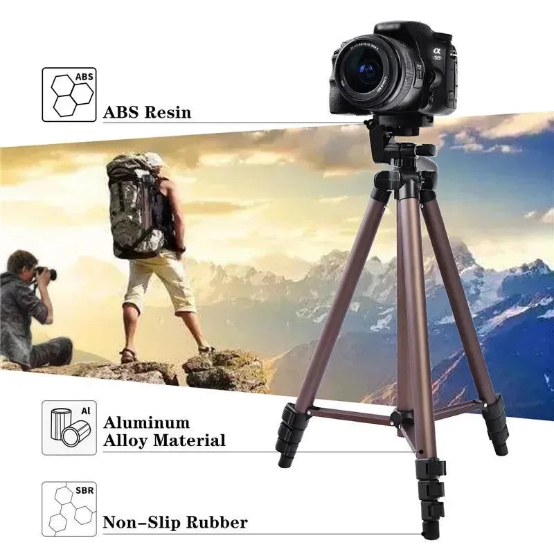 Professional Aluminum Tripod WT3130 - 126cm Camera Stand with Phone Holder for DSLR/Smartphone/Mirrorless (2.5kg Load, 540g Weight) - Trekker Essentials