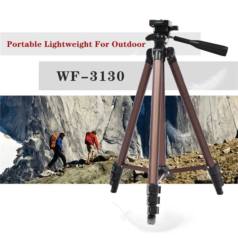 Professional Aluminum Tripod WT3130 - 126cm Camera Stand with Phone Holder for DSLR/Smartphone/Mirrorless (2.5kg Load, 540g Weight) - Trekker Essentials