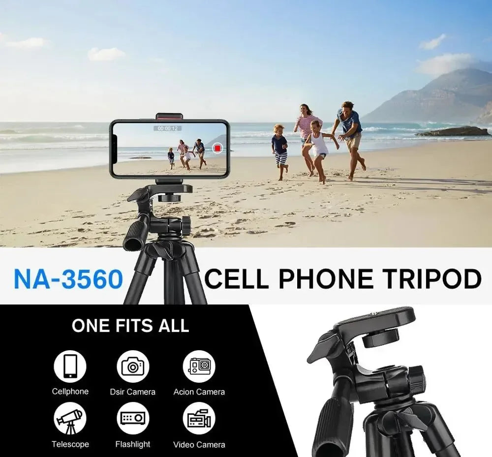 Professional Camera Tripod Stand - 140cm Aluminum with Bluetooth Remote for Phone/DSLR - Trekker Essentials