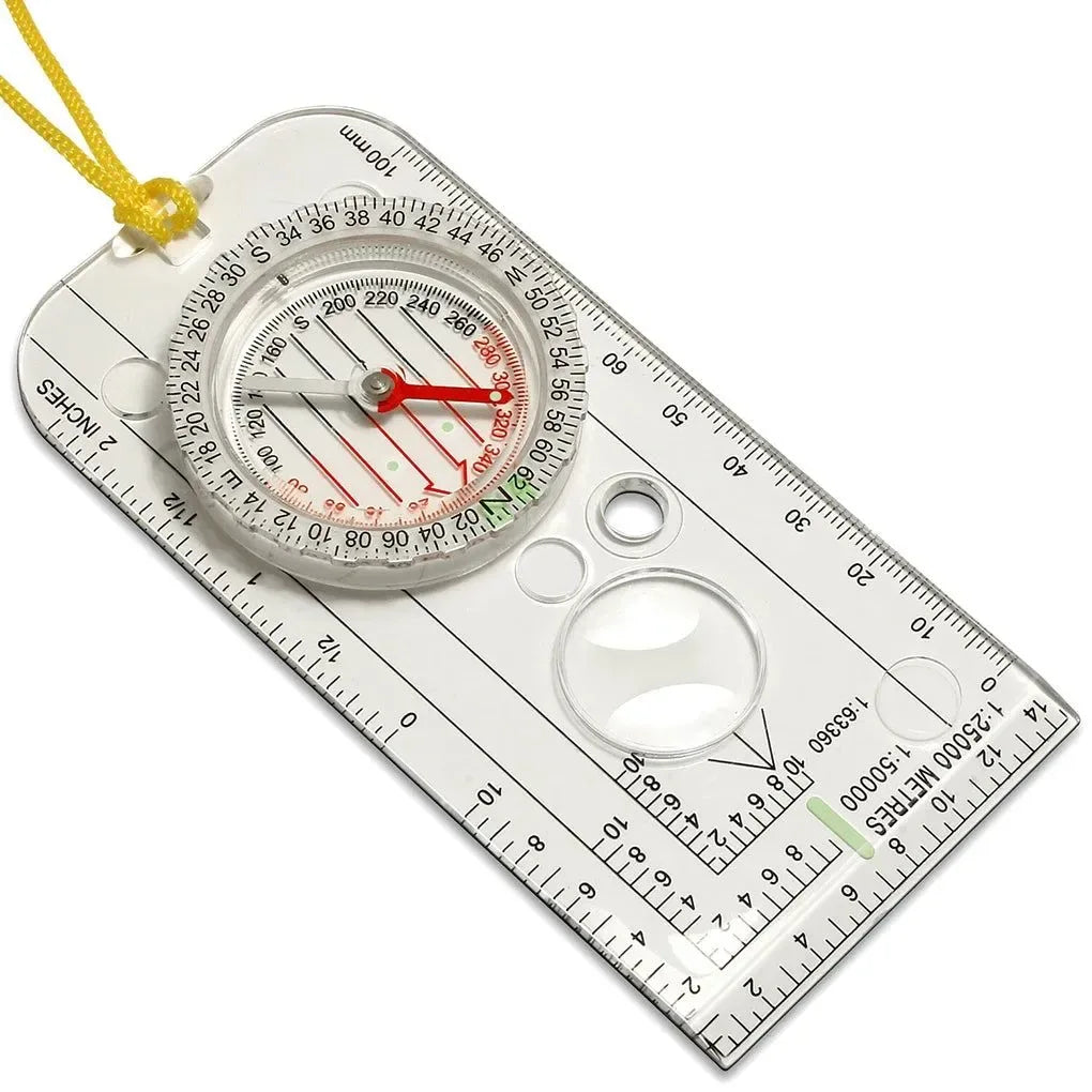 Professional Mini Compass with Map Scale Ruler - Multifunctional Outdoor Hiking and Camping Tool - Trekker Essentials