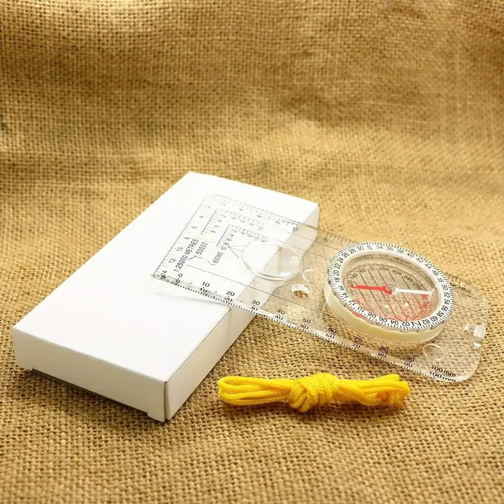 Professional Mini Compass with Map Scale Ruler - Multifunctional Outdoor Hiking and Camping Tool - Trekker Essentials