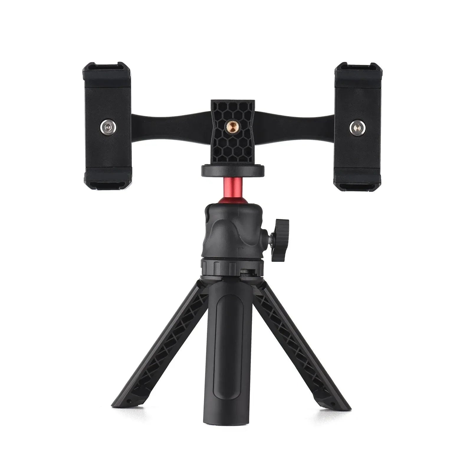 Professional Smartphone Video Kit - Dual Phone Mount with 4 Cold Shoes, 360° Tripod & Adjustable Holders for Vlogging/Live Streaming. - Trekker Essentials