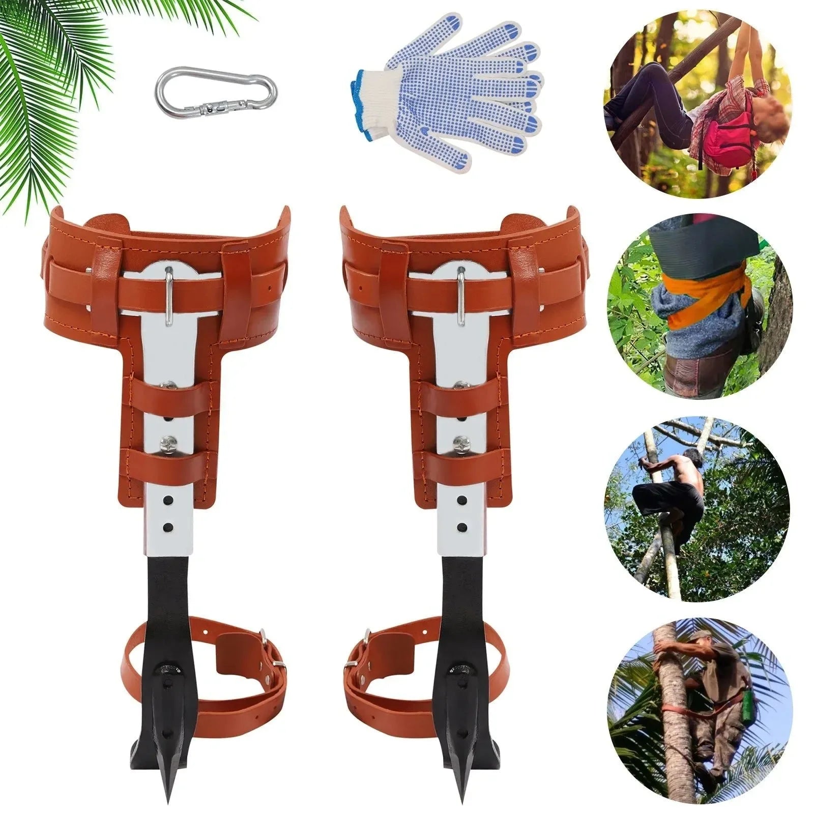 Professional Tree Climbing Gear Set - Heavy-Duty Spikes with Safety Harness & Knee Pads for Arborists (440lb Capacity) - Trekker Essentials