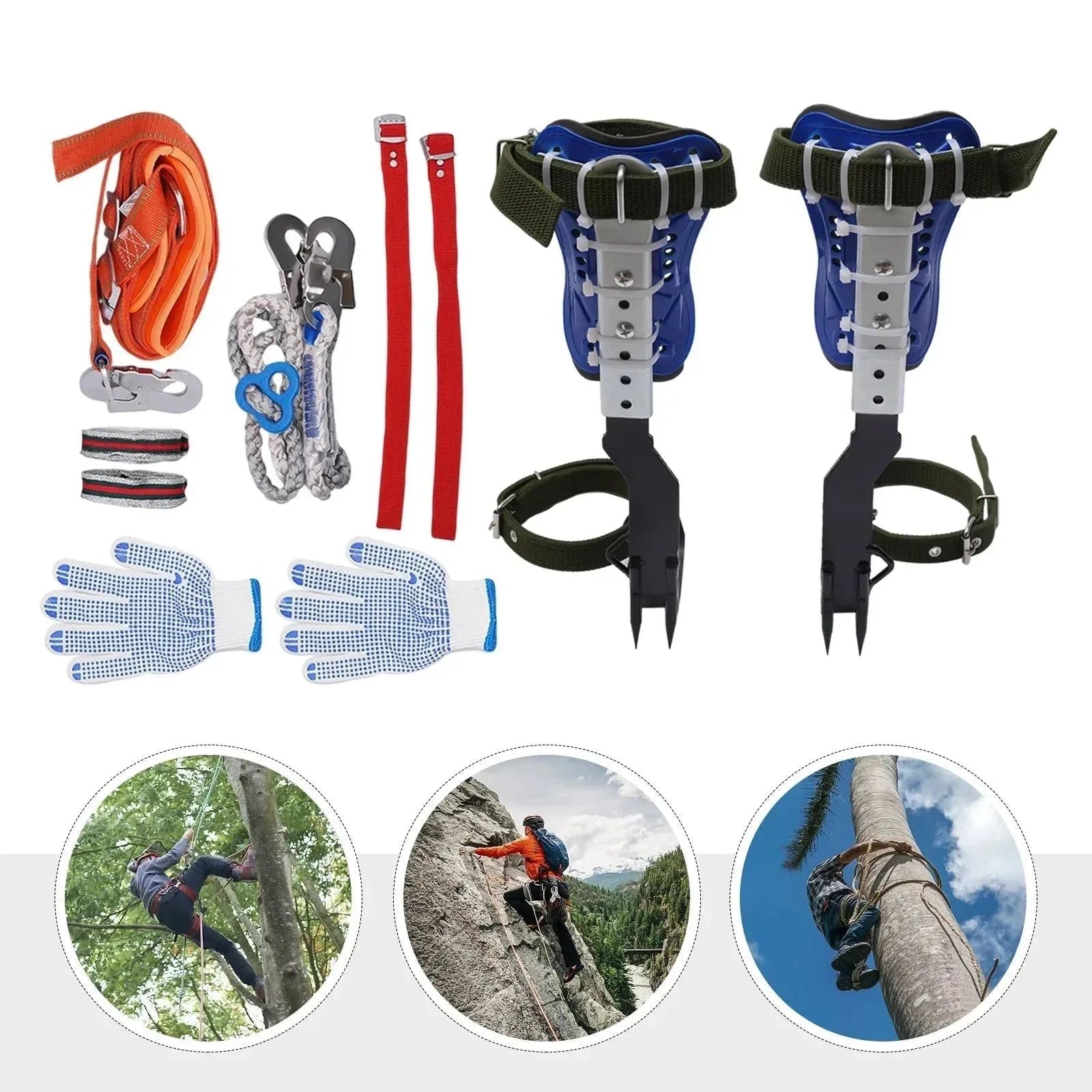 Professional Tree Climbing Spike Kit – Adjustable Safety Belt & Lanyard for Arborists - Trekker Essentials