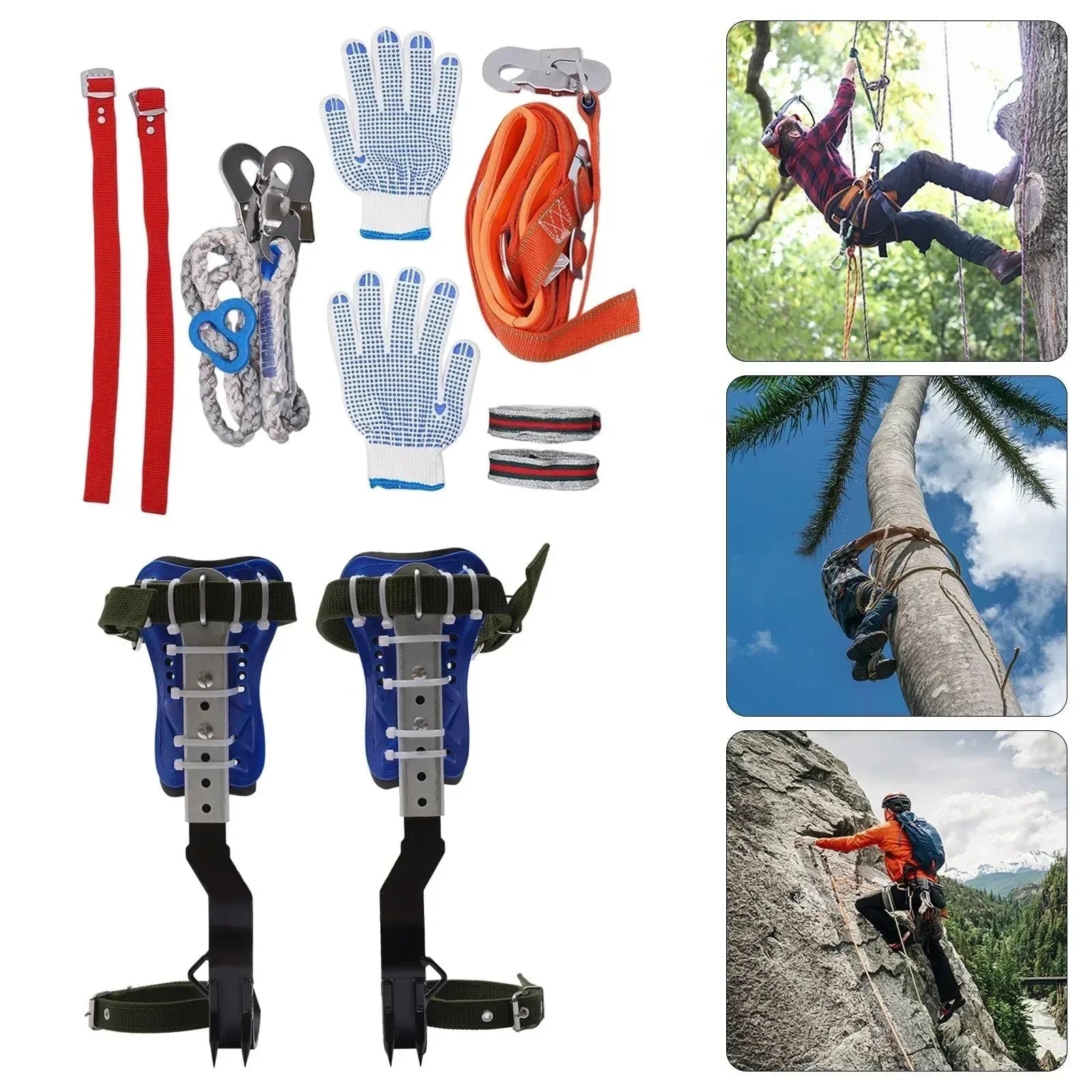Professional Tree Climbing Spike Kit – Adjustable Safety Belt & Lanyard for Arborists - Trekker Essentials