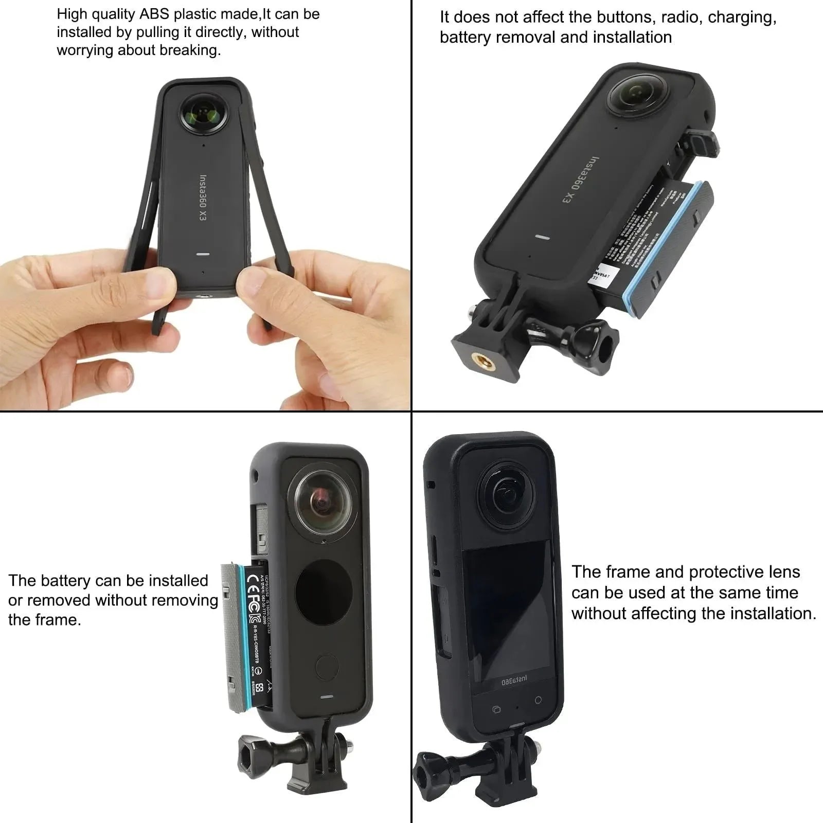 Protective Camera Housing Frame Case for Insta360 X3 - Anti-Fall Action Frame Camera Mount Accessories - Trekker Essentials
