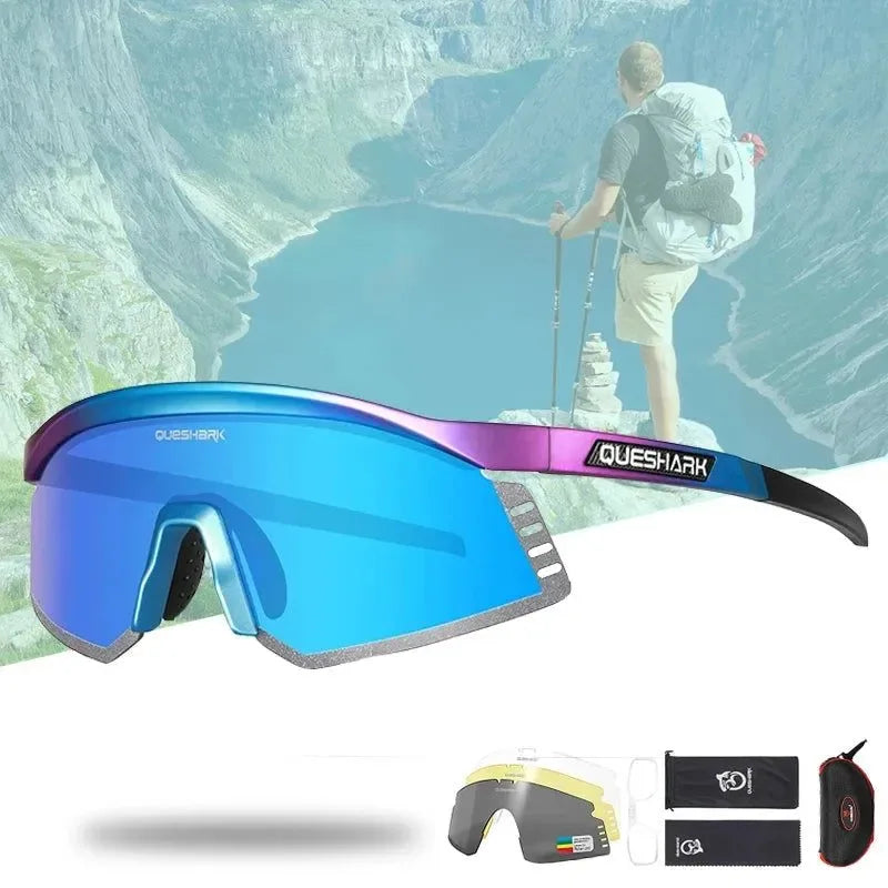 Queshark 4-Lens Polarized Sunglasses Set - UV Protection for Sports, Camping, Hiking, and Cycling - Trekker Essentials